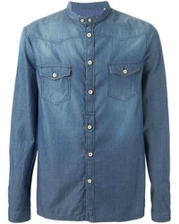 Мужская синяя джинсовая рубашка от Paolo Pecora