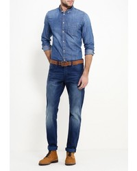 Мужская синяя джинсовая рубашка от Pepe Jeans
