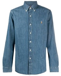 Мужская синяя джинсовая рубашка от Polo Ralph Lauren
