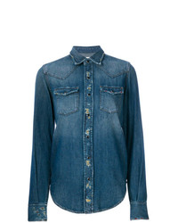 Женская синяя джинсовая рубашка от Saint Laurent