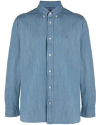 Мужская синяя джинсовая рубашка от Tommy Hilfiger