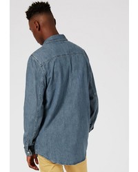 Мужская синяя джинсовая рубашка от Topman