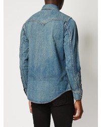 Мужская синяя джинсовая рубашка от Saint Laurent