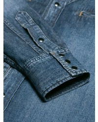 Мужская синяя джинсовая рубашка от Saint Laurent