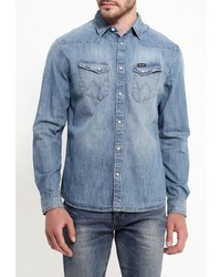 Мужская синяя джинсовая рубашка от Wrangler