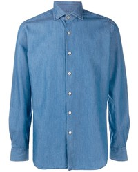 Мужская синяя джинсовая рубашка от Xacus