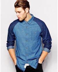 Мужская синяя джинсовая рубашка
