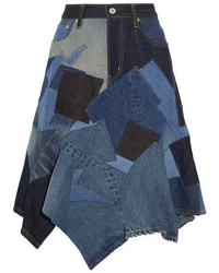 Синяя джинсовая юбка в стиле пэчворк от Junya Watanabe