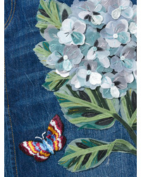 Синяя джинсовая юбка-карандаш с вышивкой от Dolce & Gabbana