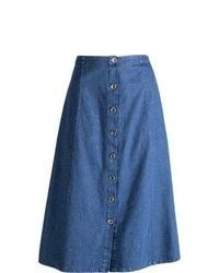 Синяя джинсовая юбка-миди