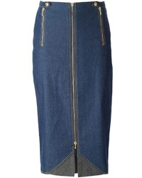 Синяя джинсовая юбка-миди от Christian Dior