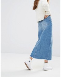 Синяя джинсовая юбка-миди от Pull&Bear