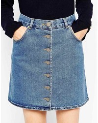 Синяя джинсовая юбка на пуговицах от Asos