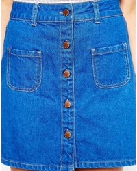 Синяя джинсовая юбка на пуговицах от Fashion Union