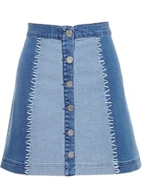 Синяя джинсовая юбка на пуговицах от House of Holland