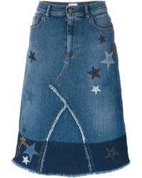 Синяя джинсовая юбка со звездами от RED Valentino