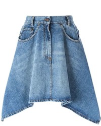 Синяя джинсовая юбка-трапеция от Moschino