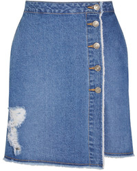 Синяя джинсовая юбка-трапеция от SteveJ & YoniP