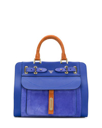 Синяя замшевая большая сумка от Fontana
