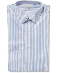 Мужская синяя классическая рубашка в вертикальную полоску от Charvet