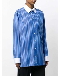 Женская синяя классическая рубашка в вертикальную полоску от Maison Margiela