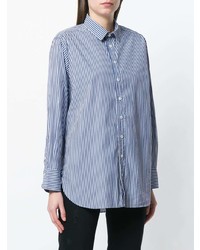 Женская синяя классическая рубашка в вертикальную полоску от Woolrich