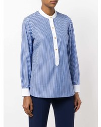 Женская синяя классическая рубашка в вертикальную полоску от Tory Burch