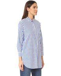 Женская синяя классическая рубашка в вертикальную полоску от MiH Jeans