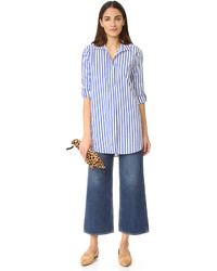 Женская синяя классическая рубашка в вертикальную полоску от MiH Jeans