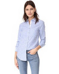 Женская синяя классическая рубашка в вертикальную полоску от Rag & Bone