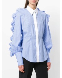 Женская синяя классическая рубашка в вертикальную полоску от Sara Battaglia