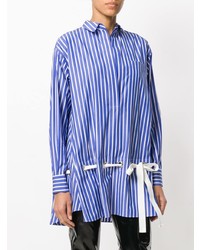 Женская синяя классическая рубашка в вертикальную полоску от Sacai