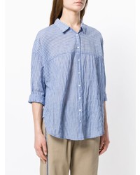 Женская синяя классическая рубашка в вертикальную полоску от Xirena