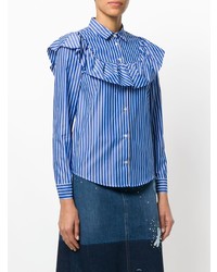 Женская синяя классическая рубашка в вертикальную полоску от RED Valentino