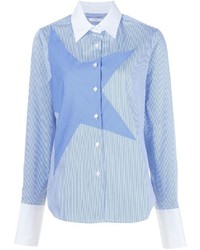 Женская синяя классическая рубашка в вертикальную полоску от Tome
