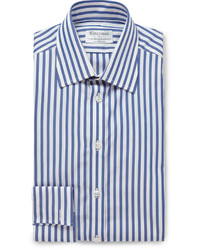 Мужская синяя классическая рубашка в вертикальную полоску от Turnbull & Asser