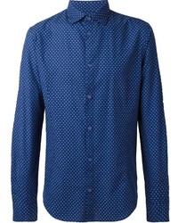Мужская синяя классическая рубашка в горошек от Armani Jeans