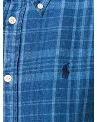 Женская синяя классическая рубашка в шотландскую клетку от Polo Ralph Lauren