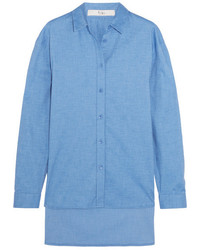 Женская синяя классическая рубашка из шамбре от Tibi