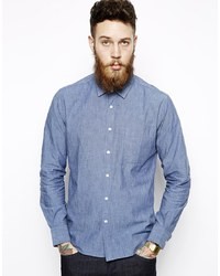 Мужская синяя классическая рубашка из шамбре от YMC