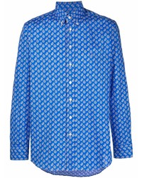 Мужская синяя классическая рубашка с "огурцами" от Etro