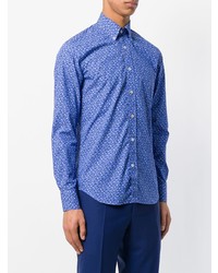 Мужская синяя классическая рубашка с принтом от Canali