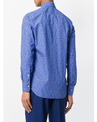 Мужская синяя классическая рубашка с принтом от Canali