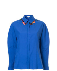 Женская синяя классическая рубашка с украшением от DELPOZO