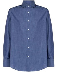 Мужская синяя классическая рубашка от Brunello Cucinelli