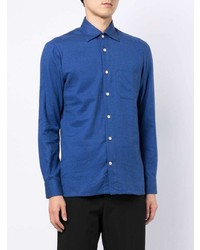 Мужская синяя классическая рубашка от Kiton