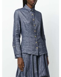 Женская синяя классическая рубашка от Talbot Runhof