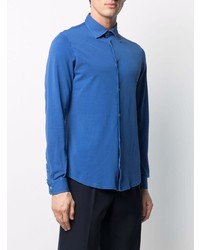 Мужская синяя классическая рубашка от Fedeli