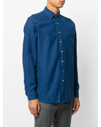 Мужская синяя классическая рубашка от Lardini