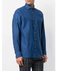 Мужская синяя классическая рубашка от Borriello